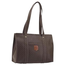 Céline Sac cabas CELINE Macadam Canvas PVC Cuir Marron Or Auth mr2848 Marron Doré