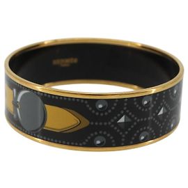 Hermès HERMES Email MM Bracelet Metal Black Gold Auth 198832M Black Golden