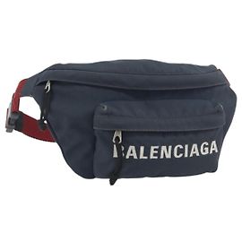 Borsa a tracolla BALENCIAGA Canvas Navy Silver Auth 194239 Argento Blu navy