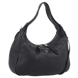 Borsa a tracolla PRADA in pelle 2way Nero Argento 1BC133 Auth am12304SAM Nero Argento