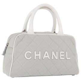 Sac à main de sport CHANEL Canvas Gray Silver CC Auth BA14884A Marron Argenté