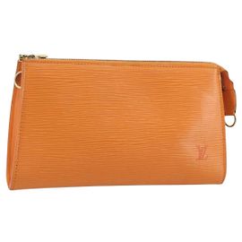 LOUIS VUITTON Epi Pochette Accessoires Pouch Orange Mandarin M5294H Auth 196401 Orange Grey