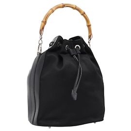 Borsa a mano GUCCI Bamboo Nylon Nero Argento 001 3754 1657 Auth BA15272 Nero Argento