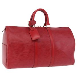 LOUIS VUITTON Epi Keepall 45 Boston Bag Red M42977 LV Auth 195542A Rouge