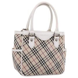 BURBERRY Nova Check Handtasche Canvas Beige Silver Auth 198700A Silber Beige