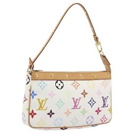 LOUIS VUITTON Monogram Multicolor Pochette Accessoires White M92649 Auth 196048V White