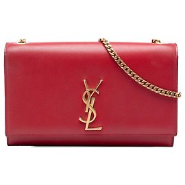 Borsa a tracolla Saint Laurent Kate Monogram in Grain De Poudre rossa taglia Medium Rosso