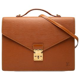 Brown Louis Vuitton Epi Porte Documents Bandouliere Business Bag Brown