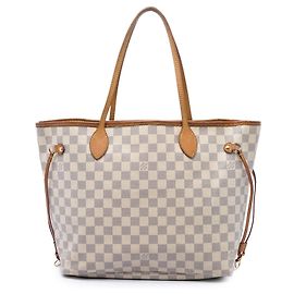 Sac cabas Louis Vuitton Damier Azur Neverfull MM Blanc Blanc