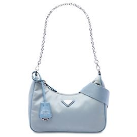 Sac à main Blue Prada Saffiano Trimmed Tessuto Re Edition 2005 Satchel Bleu