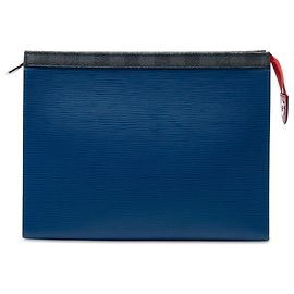 Blue Louis Vuitton Epi Damier Graphite Pochette Voyage MM Clutch Bag Blue