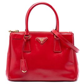 Bolso Prada Galleria Double Zip Small en Saffiano Vernice rojo Roja