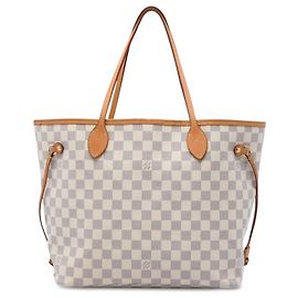 Sac cabas Louis Vuitton Damier Azur Neverfull MM blanc Blanc