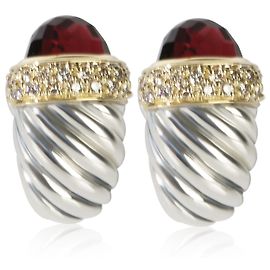 Orecchini Gamberetto in Oro Giallo, Argento Sterling, Granato e Diamanti David Yurman Altro