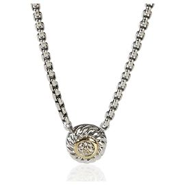 David Yurman Yellow Gold & Sterling Silver Diamond Cookie Pendant Other