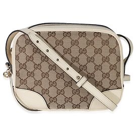 Bolsa de ombro Bree Mini Gucci em canvas GG bege e couro de bezerro Dollar creme Bege