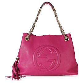 Bolso de hombro Soho Medium de piel de becerro granulada rosa Gucci Rosa