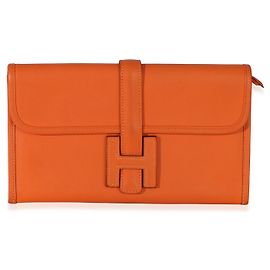 Clutch Hermès Orange Swift Jige Duo Naranja