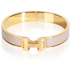 Bracciale Hermès Clic H placcato oro in Marron Glacé Altro