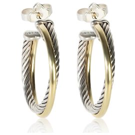 Orecchini a cerchio Crossover David Yurman 1/4 18K Yellow Gold & Sterling Silver Altro