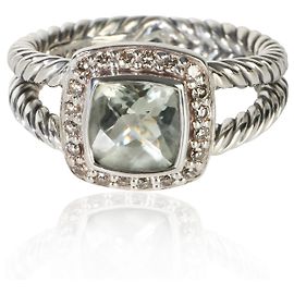 David Yurman Sterling Silver Prasiolite and Diamond Petite Albion Ring Other