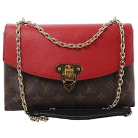 Bolsa Tiracolo Louis Vuitton Saint Placide Monogram x Taurillon em Brown x Red M43713 Vermelho