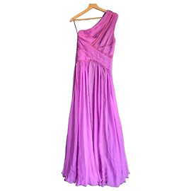 Vestido longo Zuhair Murad roxo assimétrico em seda Roxo