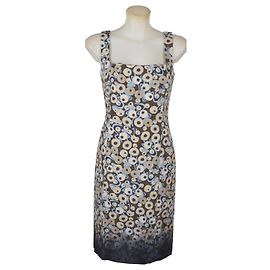 Philosophy Di Alberta Ferretti Robe imprimée cercles Marron Blanc Bleu Beige
