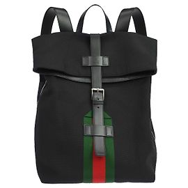 Gucci Web Fold Over Techno Canvas Medium Preto