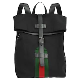 Gucci Web Fold Over Techno Canvas Medium Noir