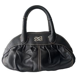 Lancel Gousset Black Leather Handbag Black