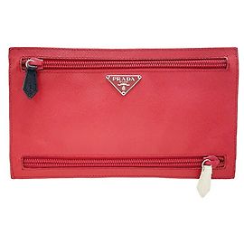 Pochette Triangle Prada en cuir Saffiano Noir Blanc Rouge Multicolore Orange Jaune