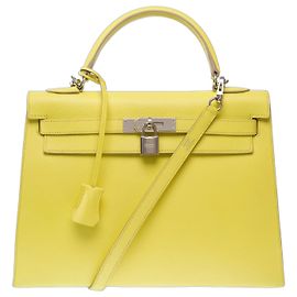 Hermès Sac HERMES Kelly 32 en Cuir Jaune - 103818 Jaune