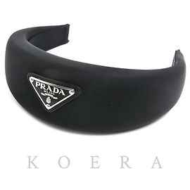 Diadema Prada de nailon negro con logotipo triangular Negro