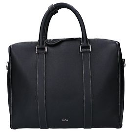 Christian Dior Black Leather Briefcase Black