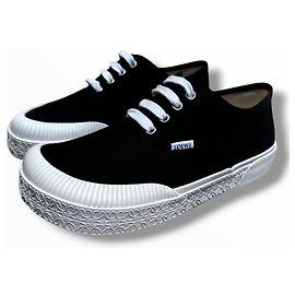 Loewe Black Canvas Sneakers Black White