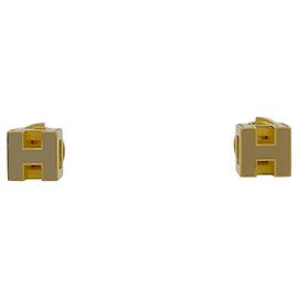 Hermès Orecchini Hermes Cage d'H H-Cube Beige D'oro