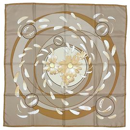 Hermès Hermes Carre 90 Au gré du vent Schal Beige