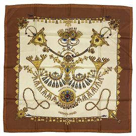 Hermès Lenço Hermes Carre 90 Parures des Sables Marrom Multicor