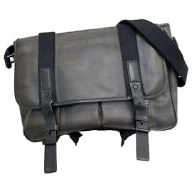 Burberry Checkered coated canvas shoulder bag Black Dark brown
