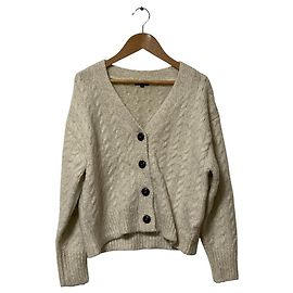 Autre Marque Cardigan en maille torsadée lamé PLST Blanc