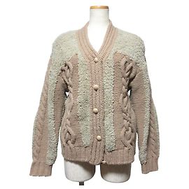 Autre Marque Cárdigan de punto Drawer con coderas y piel de oveja Beige Otro