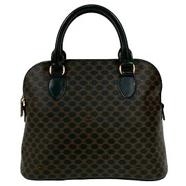 Céline Celine Macadam Leather Handbag Black