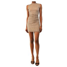 Acne Mini vestido de malha xadrez castanho e branco - size XS Marrom