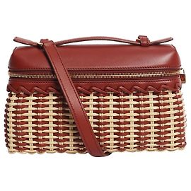 Loro Piana Bolso de mimbre marrón con bolsillo extra Castaño