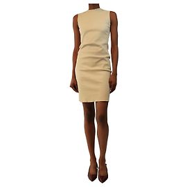 Prada Robe midi sans manches en agneau crème - size UK 6 Écru