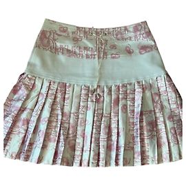 Mini saia plissada Christian Dior com estampa Trotter Rosa Branco