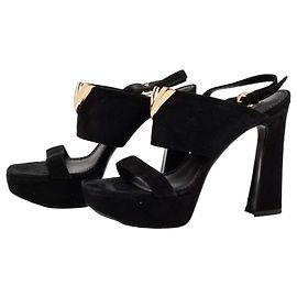 Sandali platform Louis Vuitton in camoscio nero Nero