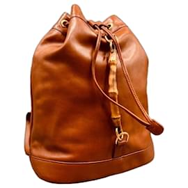 Gucci Camel/cognac leather backpack with bamboo handle Cognac Camel