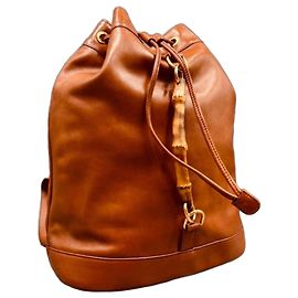 Gucci Lederrucksack in Camel/Cognac mit Bambusgriff Cognac Kamel
